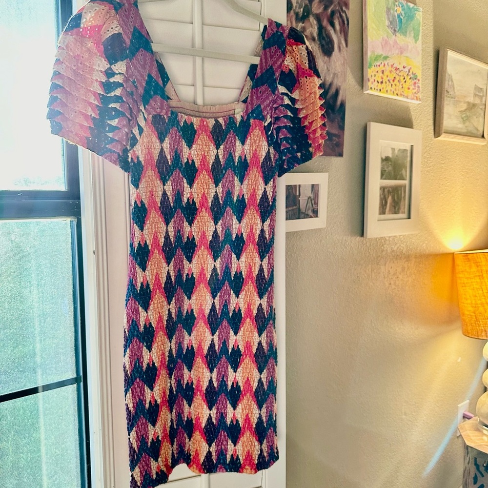 Farm Rio Colorful Puff Sleeve Mini Dress - Picture 6 of 9